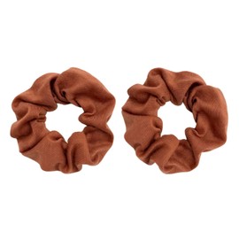MDSTYLE 2pcs Hair Scrunchies for Women & Girls - Soft Cotton - No Damage Hair Ties for Thick Hair, Pony Tails - Hair Bands, Ponytail Holder (Brown)