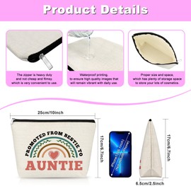 Aunt To Be Gifts for Sister Makeup Bag Pregnancy Announcement for Aunts New Aunt Gift for Sister Friend Besties Baby Shower Gifts for Auntie Gift Ideas Thanksgiving Birthday Present Cosmetic Bag