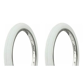 Lowrider Tire Set. 2 Tires. Two Tires Duro 18" x 1.95" White/White Side Wall Bike Tires, Bicycle Tires, BMX Bike Tires, Chopper Bike Tires