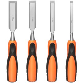 4 Piece Wood Chisel Sets Woodworking Tools Set, Wood Chisels for Woodworking with Steel Hammer End, Wood Tools Chisel Set Woodworking with Ergonomic Plastic Handle