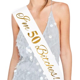 50 Birthday Satin Sash - 50th Birthday Sash 50 Birthday Gifts Party Favors, Supplies and Decorations