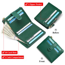 FALAN MULE Small Wallets for Women RFID Blocking Slim Bifold Leather Womens Wallet with Zipper Coin Purse