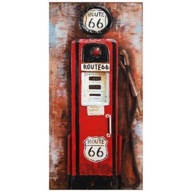 Empire Art Direct "Gas Pump" Mixed Media Hand Painted Iron Wall Sculpture by Primo, Red