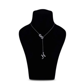 Cali Trove Diamond Infinity Lariant Necklace for Women in 925 Sterling Silver | Infinty Pendant for Women in A to Z Letters | Special Silver Pendant Necklace Gift for her | Fashion Jewelry