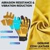 Vgo... 1 Pair Work Gloves men, Cow leather Mechanic Gloves