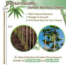 BOVITRO Bamboo Stakes,3FT Natural Bamboo Garden Stakes,BOVITRO 25Pcs Bamboo Plant Stakes,Bamboo Sticks for Tomato,Beans,Vegetable and Climbing Plants