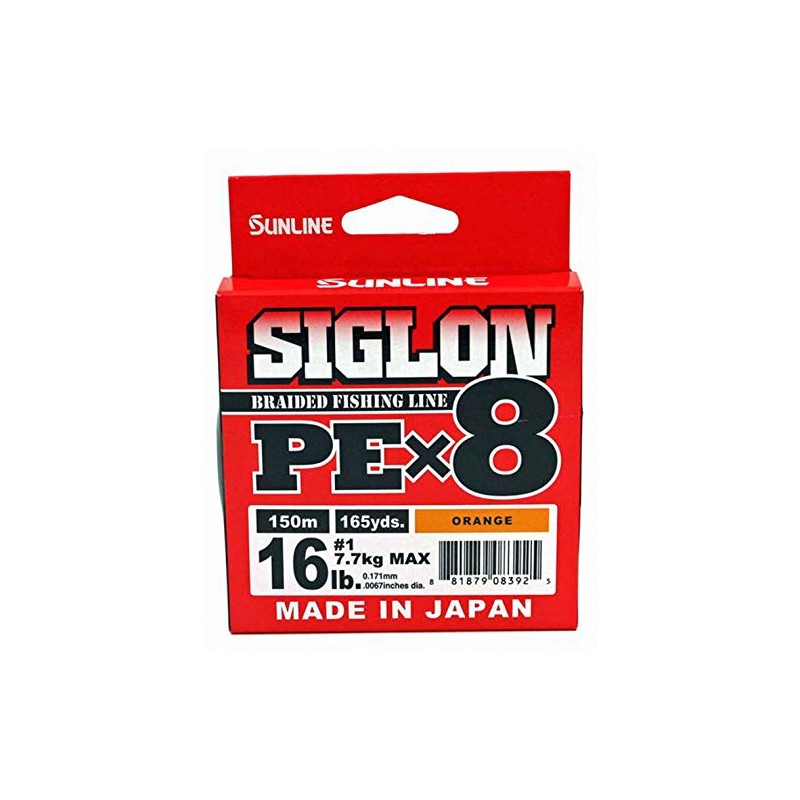 Sunline 63053490 Siglon PEx8 Orange 16 lb Fishing Line, Orange,