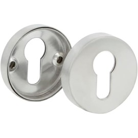 Amig - Zylinderschlüsselrosette, 65 x 31 mm, Schlossverkleidung, kompatibel mit Europrofilzylindern, elegantes und einfaches Design, matt silber, Edelstahl