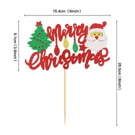 Ercadio 1 paquete de decoración de pastel de Navidad con purpurina para Navidad y Papá Noel, decoración de pastel de Feliz Navidad para fiesta de Navidad