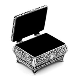 Uloveido Antique Metal Jewellery Box, Vintage Ring Necklace Jewellery Display Storage Box Case for Women (Rectangular Shape)