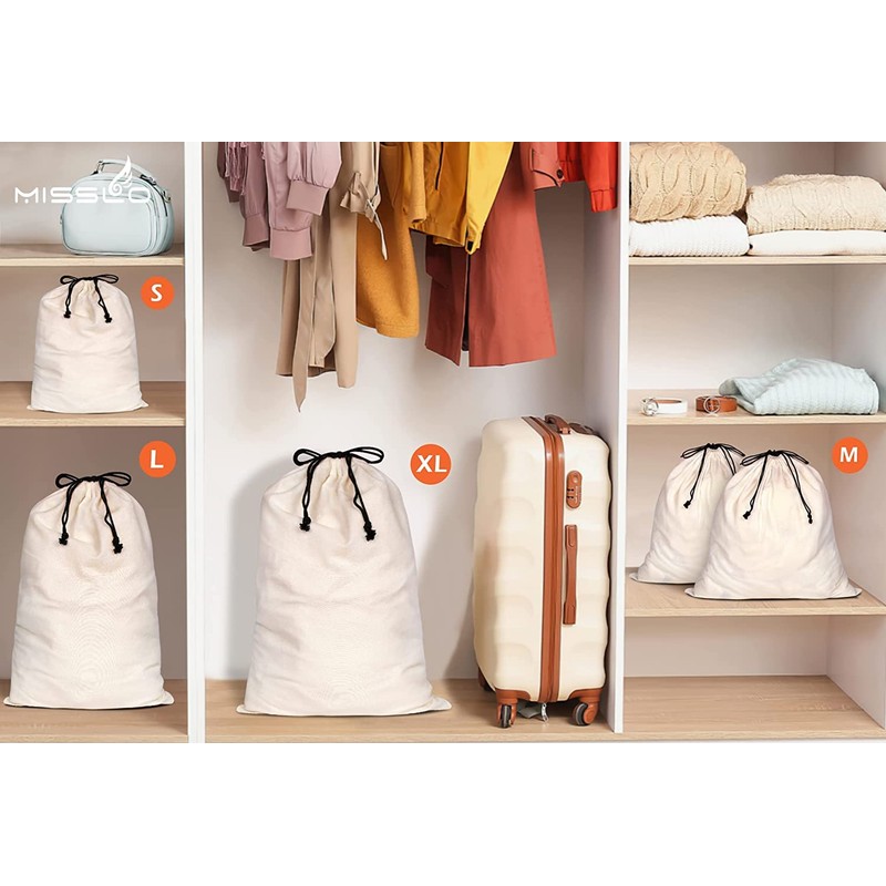 MISSLO Set of 3 Cotton Breathable Dust Bags for Handbags