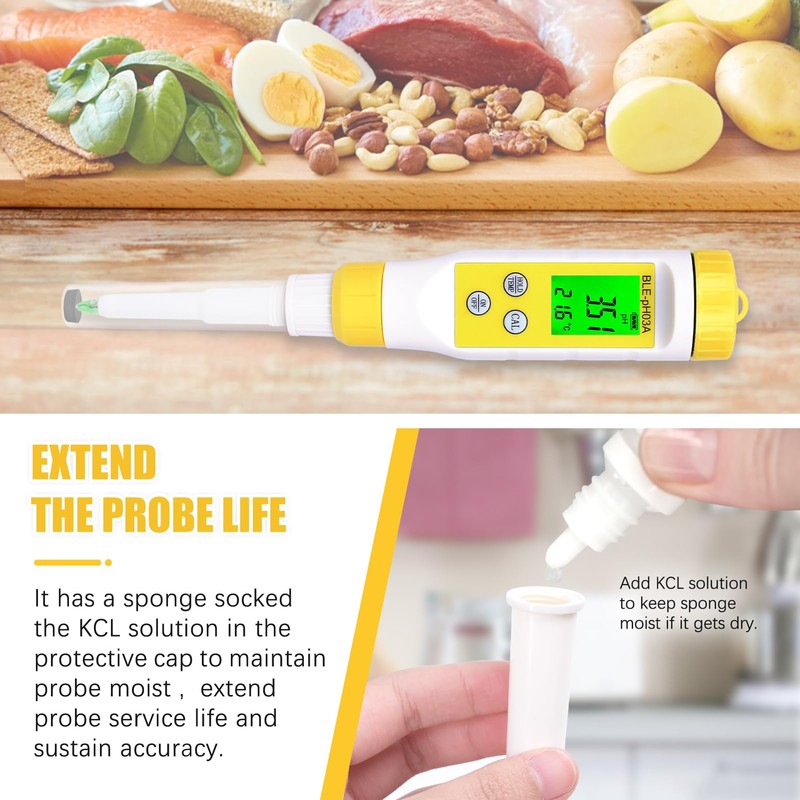 Homcoice pH Meter for Food, Digital Puncture pH Tester, High