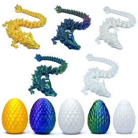 Niville 5PCS 3D Printed Dragon Eggs with Dragon Inside, 2 Style Mini Mystery Dragon Egg Articulated Crystal Dragon Toy, Easter Eggs - Unique Gift Idea for Children & Fantasy Lovers (Multicolor5-5PCS)