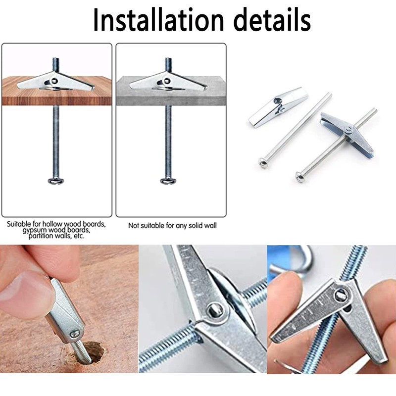 LONGHAO 15 x Spring Folding Dowel Hooks Ceiling Hooks Carbon