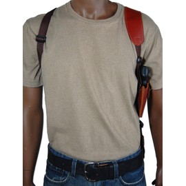 Barsony Burgundy Leather Vertical Cross Harness Shoulder Holster for Rossi Model 461; 462 .357 Left