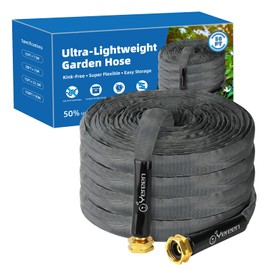 Yereen 50FT Non-Expanding Garden Hose, Lightweight Flexible Flat Hose, Kink-Free, Burst-Resistant, High-Pressure Water Hose for Outdoor, RV, Lawns, Cleaning