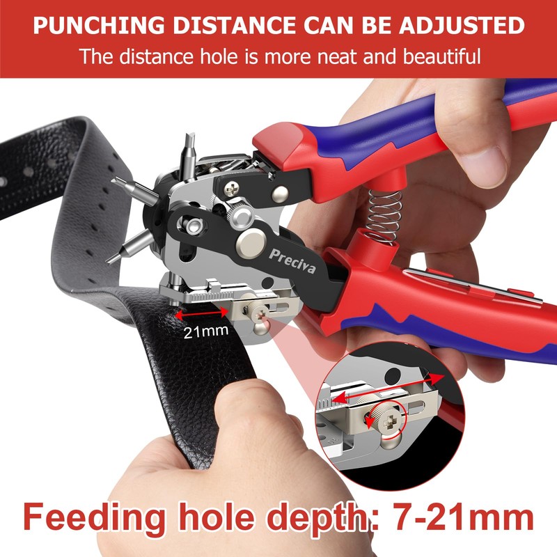 Belt Hole Puncher, Preciva 10 Sizes Leather Hole Punch, with