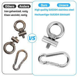Homgaty Piping Strip Hooks, Set of 8 6 mm Stainless Steel Awning Hooks, Keder Stopper with Carabiner, Awning Hooks, Piping Rail Accessories for Caravan, Motorhome, Caravan, Campervan, Boat, Camping