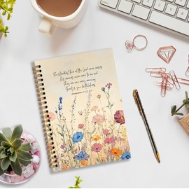 nvucamd Christian Lamentations 3:22-23 Spiral Notebook, Bible Floral Journaling Journal Notebook, Scripture Journaling Notebooks for Women, Christian Office School Supplies Gifts, 5.5x8.3 Inch