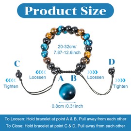 Mabor Tiger Eye Bracelet for Men Women, Tiger Eye Beads Hematite and Black Obsidian Jewelry Natural Stone Healing Energy Crystal for Family and Friends Bracelets