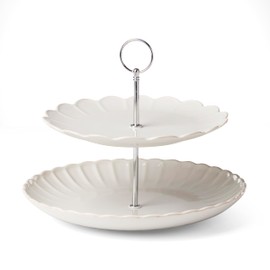Lenox 897195 French Perle Scallop White 2-Tier Server