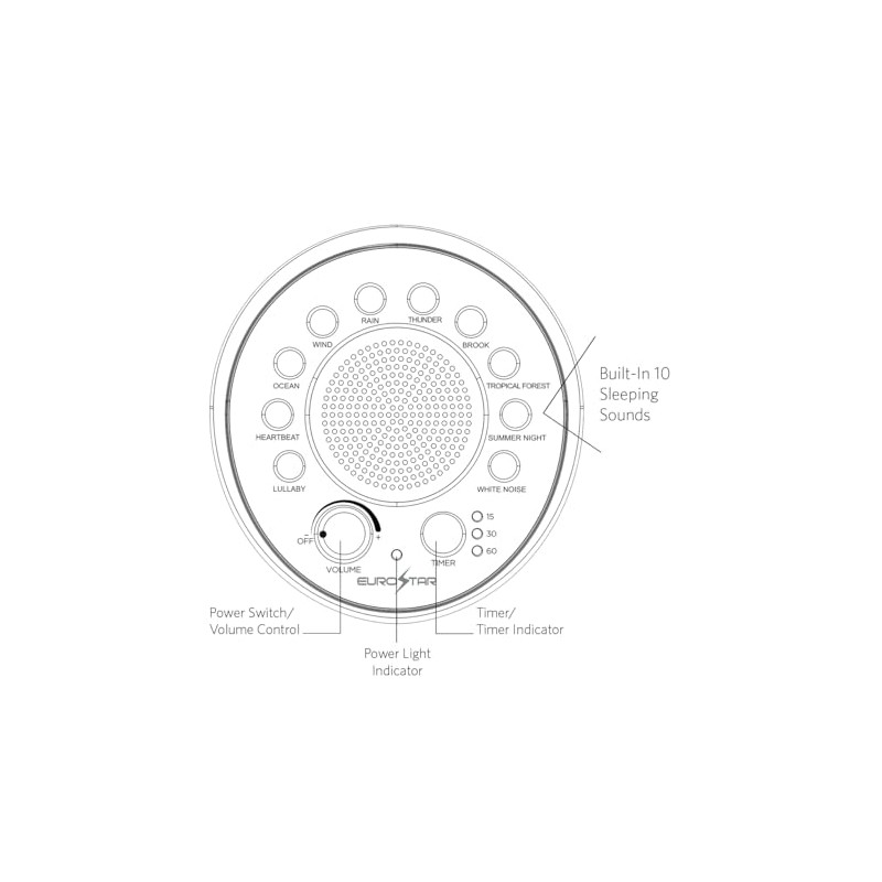 EUROSTAR Sleep Therapy Sound Machine, 10 Sleep Sounds