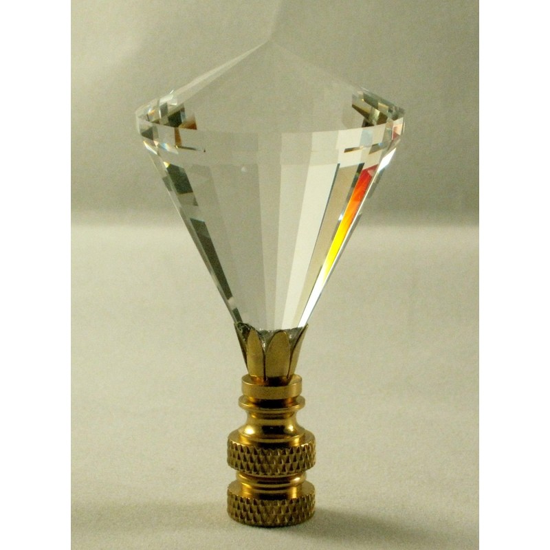 LAMP Finial-Stunning LEADED Crystal LAMP Finial-Clear Diamond/PB