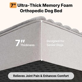 Veehoo Orthopedic Memory Foam Dog Bed, 7 Inch Thick Extra Large XXL Dog Bed for Senior Dogs with Ultra-Soft Fluffy Surface, Waterproof Liner, Removable Washable Cover and Non-Slip Bottom, 52"x36"x7"