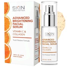 Skin Aesthetics Vitamin C Serum For Face - Dermatologist Tested - with Collagen For Dark Spots, Skin Brightening, Anti-Aging & Acne + Fine Lines & Wrinkles - Vegan, Clean Beauty Korean Skin care