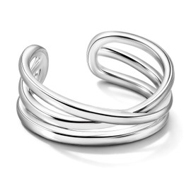 Desnuage Silver Plated Rings for Women Adjustable Open Ring Vintage Twisted Crossover Stackable Finger Jewelry Gifts