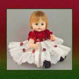 PrillyCharmin 6 Velvet Tops - fit 9-11" Dolls - EASY CHRISTMAS DRESSES Red Green Blue SZ SMALL