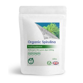 100 x Organic Spirulina 500mg Tablets, Detox, Cleanse, Energy, Immune Booster, Anti-Ageing (Vegan)