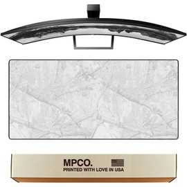 MPCO. Real Tree Large Gaming Desk Pad - 36" x 17" Duraglyde Fabric Edge Snow White – Without Logo Desk Mats - Non-Slip, Washable, Smooth Glide for Precision Gaming & Work