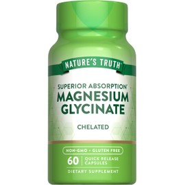 Nature's Truth Magnesium Glycinate Capsules | 200mg | 60 Count | Chelated Superior Absorption Formula | Non-GMO & Gluten Free Supplement
