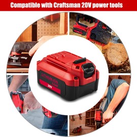 Atcuji 6.5Ah CMCB204 20V V20 Lithium Battery Compatible with CRAFTSMAN 20V V20 Battery 20 Volts Cordless Power Tools 20V V20 6.0Ah 6.0 Amp Hour CMCB206 20V V20 4.0Ah 4.0 Amp Hour CMCB204 Battery Pack
