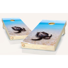 Sea Turtle Ocean Cornhole Board Vinyl Wrap Laminated Sticker Set Decal (2)
