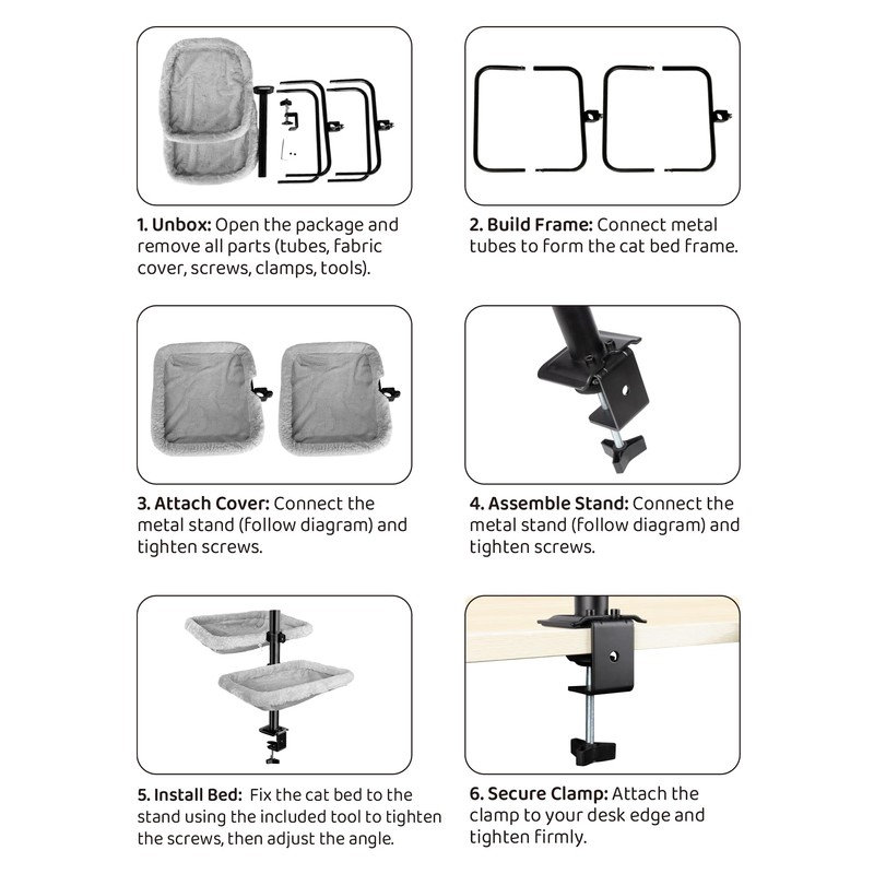 L&W BROS. Double Layer Cat Desk Bed – Adjustable Desk