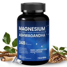 NEUMINA - Daily Cortisol Reset - Triple Complex Magnesium Supplement 90 Calming Capsules with Ashwagandha,Vitamin B6, Magnesium Glycinate + Malate + Citrate for Calming:_1-Pack(90 Capsules)