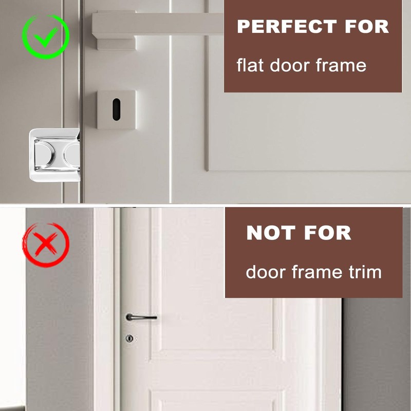 Door Lock Security, Upgraded Childproof Door Reinforcement Latch Silver 002
