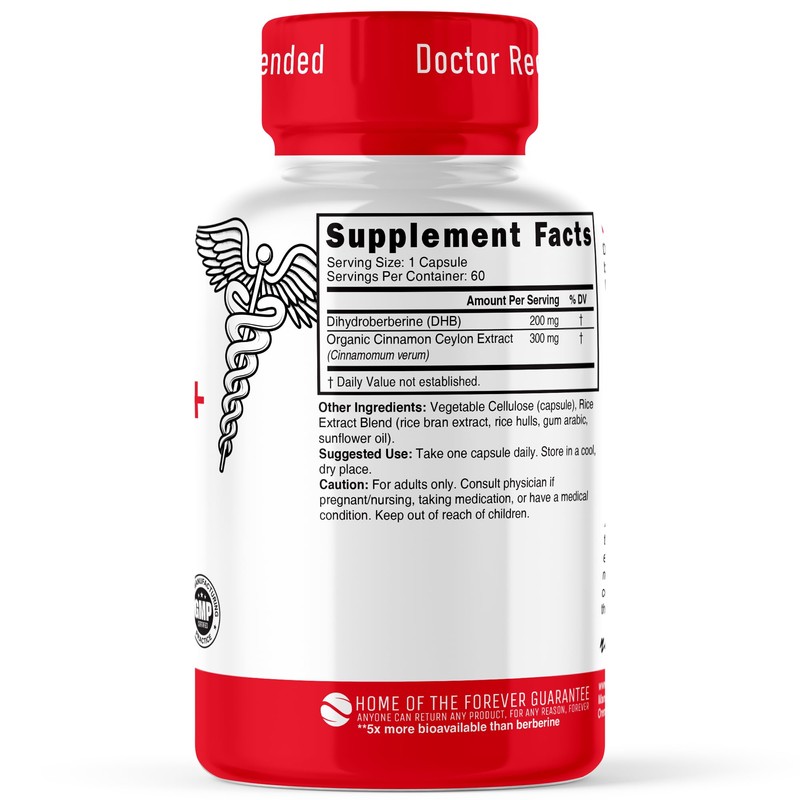 Nature's Fusions Dihydroberberine Supplement 200mg 60 Capsules - with Ceylon