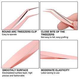Pinzas de pestañas, pinzas de extensión de pestañas convenientes a prueba de óxido para mujer para maquillador(Rose gold golden feather clip)  Rose...
