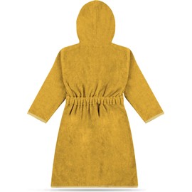 normani Children's Bathrobe on 100% Organic Cotton Bath Towel for Boys and Girls - Sustainable Terry Towelling Bathrobe Colour Yellow Size 110-116