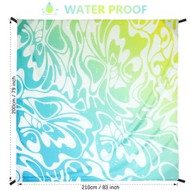 HIHOHO Beach Blanket, Sandproof Beach Mat, Waterproof Quick Drying Lightweight Outdoor Aztec Picnic Mat 79" X 83" for 2-4 Adults with Pocket for Travel, Camping, Hiking