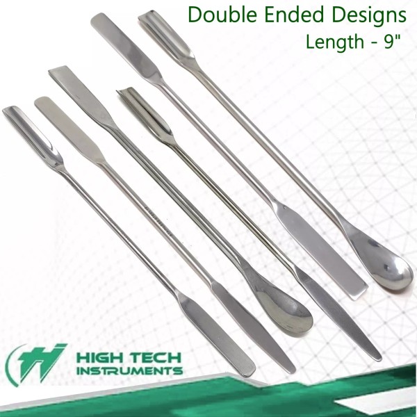 HTI Brand 6 Pcs Stainless Steel Lab Spatulas Spoon Scoop