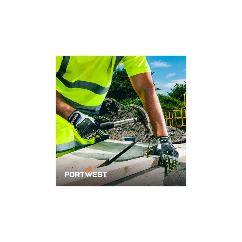 Portwest A722 Durable Anti Impact Cut Resistant Glove Grey/Black, X-Large