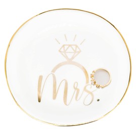 CXQRR Mrs Ceramic Jewelry Trinket Dish Tray, Decorative Trinket Tray Holder for Ring Necklace Earring Key Gift for Women her Engagement Wedding Motherday Day Girls Gift