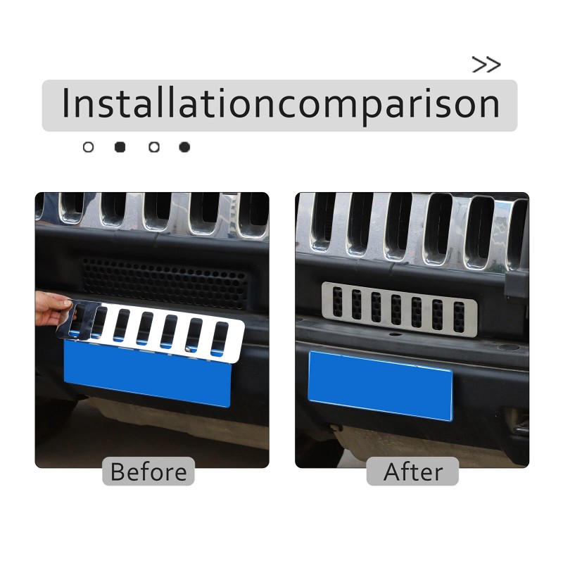 cartiangoUS Chrome Steel Front Bumper Lower Mini Grille Fit For