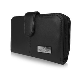 Quenchy London QL84M Women's Leather Wallet RFID Blocking Multiple Debit or Credit Card Slots and Zipped Pockets Coin Pocket Ql225qa Minimalist, Ql225qa, Minimalist
