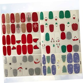 LALAFINA 6pcs Snowflake Snowman Nail Decals Manicure Stickers Easy Application Nail Art Sticker Set for Women Girls Home Party Holiday