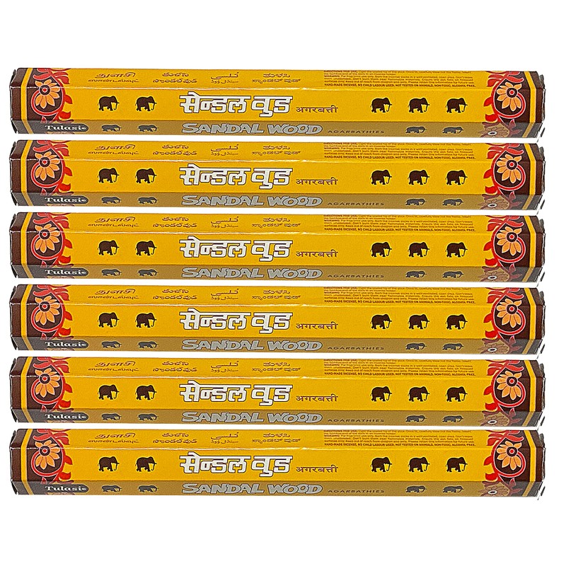 Tulasi Sandalwood Agarbathies | Set of 6 Hex Tubes |